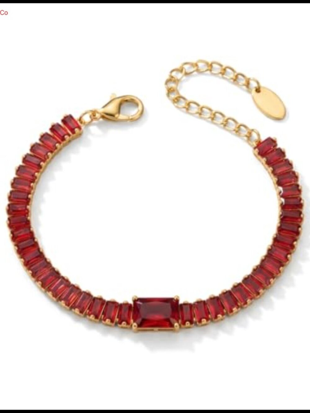 Gold Plated Red Crystal Tennis Bracelet & Necklace Set